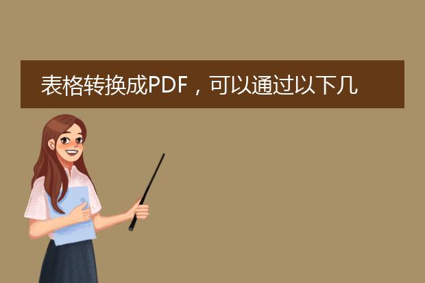 表格转换成pdf，可以通过以下几种方式实现：<br><br>1. 使用在线转换工具：有许多在线工具可以帮助将<a href="/detail/24997.html">表格转换成pdf</a>，如small<a href="https://www.llpdf.com/">pdf</a>、pdf candy、pdf24等。这些工具通常提供简单易用的界面，只需上传需要转换的表格文件，选择输出格式为pdf，然后点击转换即可。这种方式适合对表格数量较少或对转换要求不高的用户。<br><br>2. 使用专业转换软件：如果你经常需要将大量表格转换成pdf，或者需要更高质量的转换结果，可以考虑使用专业的转换软件，如adobe acrobat、nitro pro等。这些软件提供了更多的功能和选项，可以进行更精确的表格转换，包括保留表格结构、合并单元格、添加水印等。<br><br>3. 使用microsoft office套件：如果你已经使用了microsoft office套件中的excel或word来创建表格，可以直接使用这些软件将表格导出为pdf格式。在excel中，选择“文件”-“另存为”-“pdf”即可将表格保存为pdf文件。在word中，选择“文件”-“另存为”-“pdf或xps”即可实现转换。<br><br>无论选择哪种方式，建议在转换前先确保表格的格式和内容没有错误或不完整，以避免转换后的pdf文件出现问题。另外，如果需要对pdf文件进行编辑或管理，可以使用pdf编辑软件，如foxit phantompdf、pdfelement等。